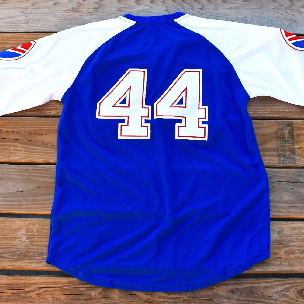 New! Hank Aaron Atlanta Milwaukee Braves Blue Baseball Jersey Adult Men's Sizes - Picture 1 of 2
